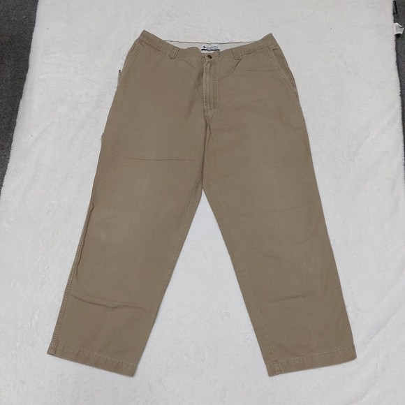 COLUMBIA Canvas Men's Outdoor Hiking Pants Size 36x30 Flat Front Tan Khaki - Picture 3 of 13